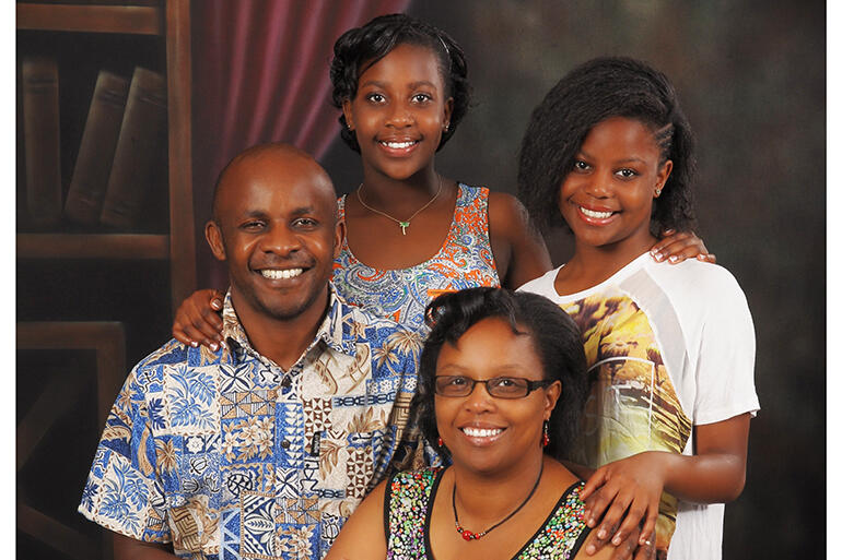 Steve and Watiri Maina with their daughters Rinna, who is 18, and Tanielle, who is 15.