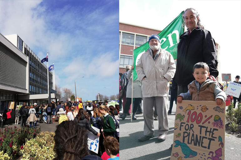 Bishop Justin Duckworth joins Anglicans at the Whanganui climate strike, where they provided the sole Christian presence.