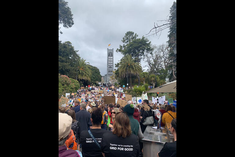Nelson people occupy the cathedral hill steps for the school strike for climate.