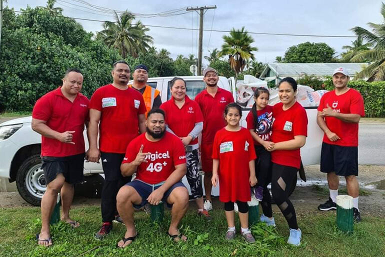 An intergenerational creation care team from the Anglican Church's 'No Pelestiki' campaign line up after a beach clean-up in Tonga this October.