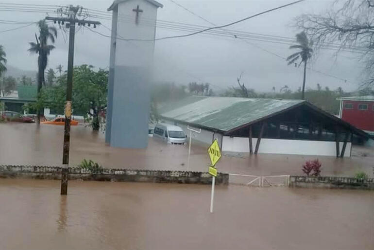 St Thomas' Anglican Church in Labasa stands surrounded by floodwaters after Cyclone Ana landed last Sunday 31 January.