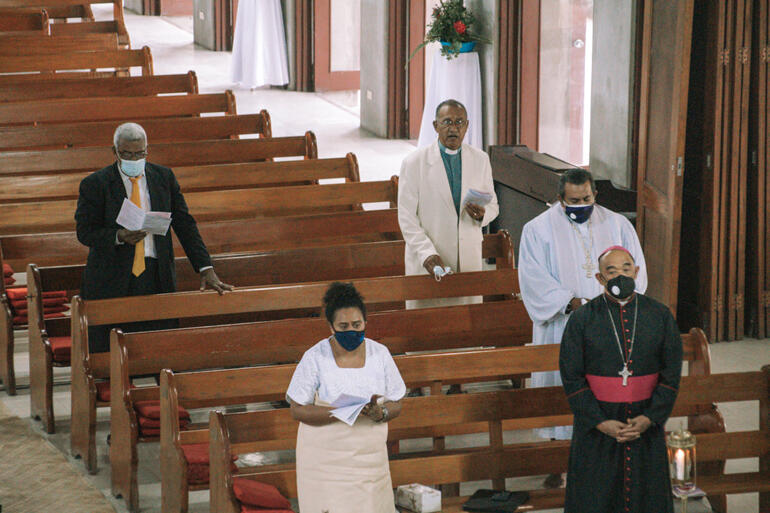 Fiji's Covid-19 restrictions limited in-person mourners to ten in Holy Trinity Cathedral Suva last Friday.