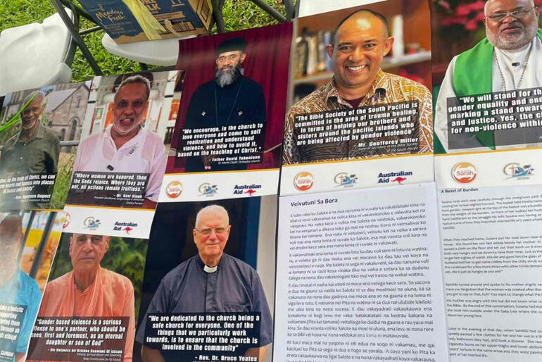 Faith leaders join the campaign to end gender-based violence, including Dean of Suva Very Rev Orisi Vuki (top right).