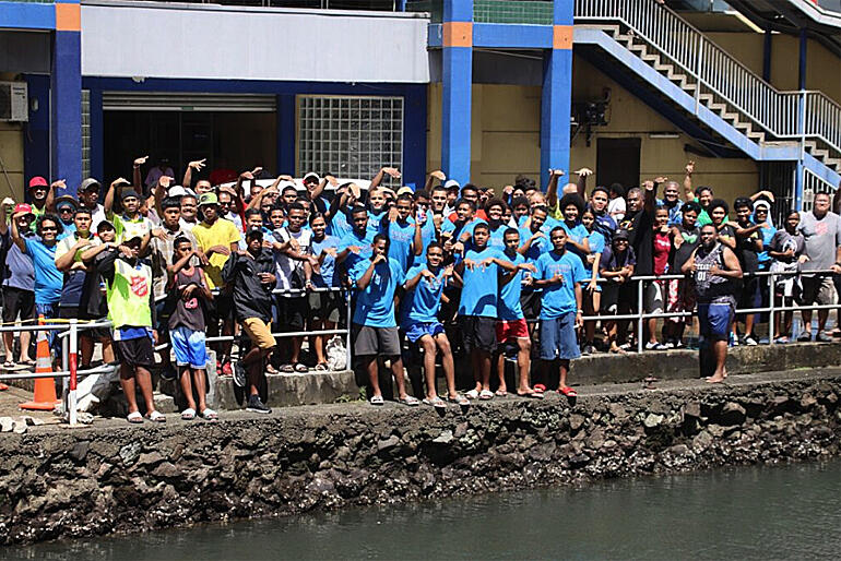 Anglican Lotu Youth Missioners take a break after the Fiji Council of Churches’ Nabukalou Creek work day.