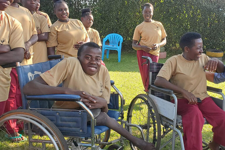 Disabled children whose families receive support from the Rwensori Special Needs Foundation in Kabarole District, Uganda.