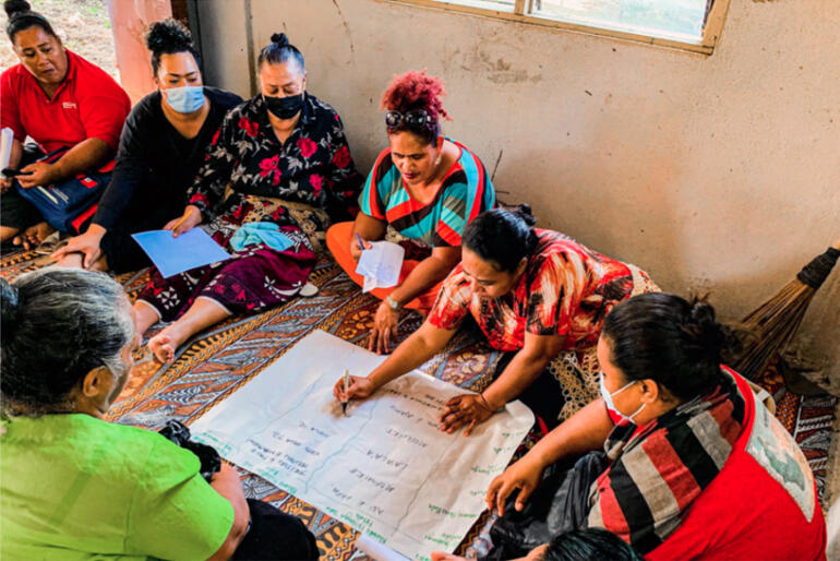 Women train in community sustainability with the Tonga Community Development Trust. Women train in community sustainability with the Tonga Community Development Trust.