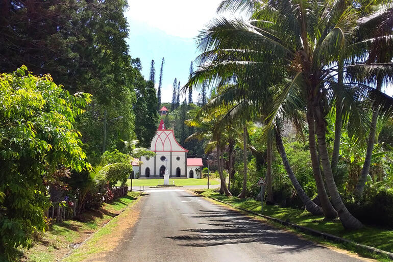 Our Lady of the Assumption Catholic Church stands in the village of Vao, Isle of Pines, Kanaky New Caledonia.