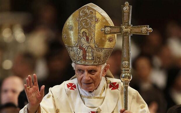 Pope Benedict XVI leaves a consistory mass in St Peter's Basilica at the Vatican. Photo: Reuters